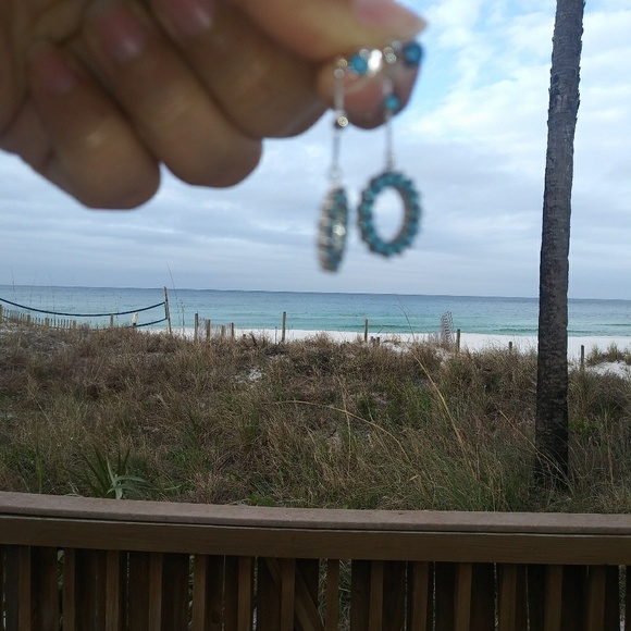 2x$30 Sterling Silver 925 Ocean Blue earrings. - Picture 4 of 4